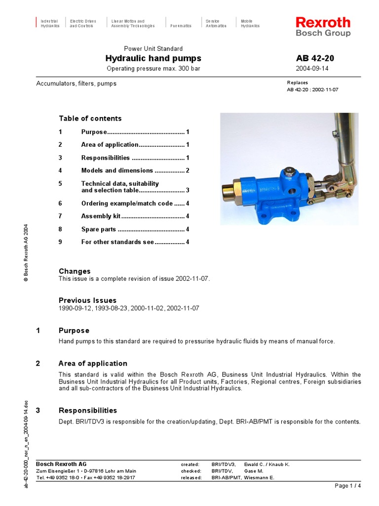 AB 42-20 Hydraulic Hand Pump Manual | PDF