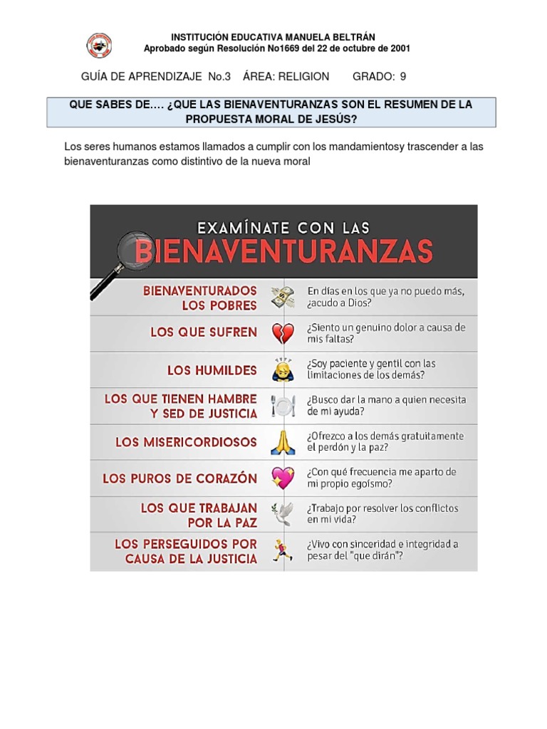 Las Bienaventuranzas: Camino a la Felicidad | PDF | Bienaventuranzas ...