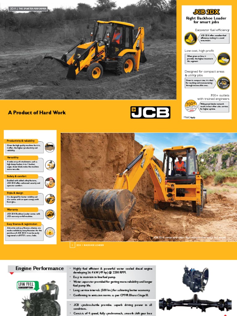 JCB 2DX Backhoe Loader Overview | PDF