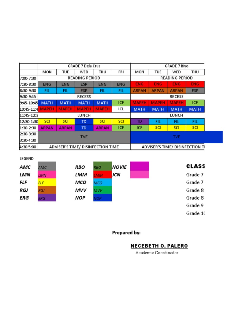 Junior High School Class Schedule 2024 | PDF | Foreign Language Studies