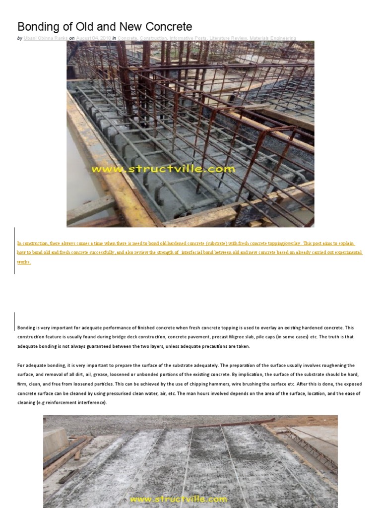 Bonding of Old and New Concrete PDF