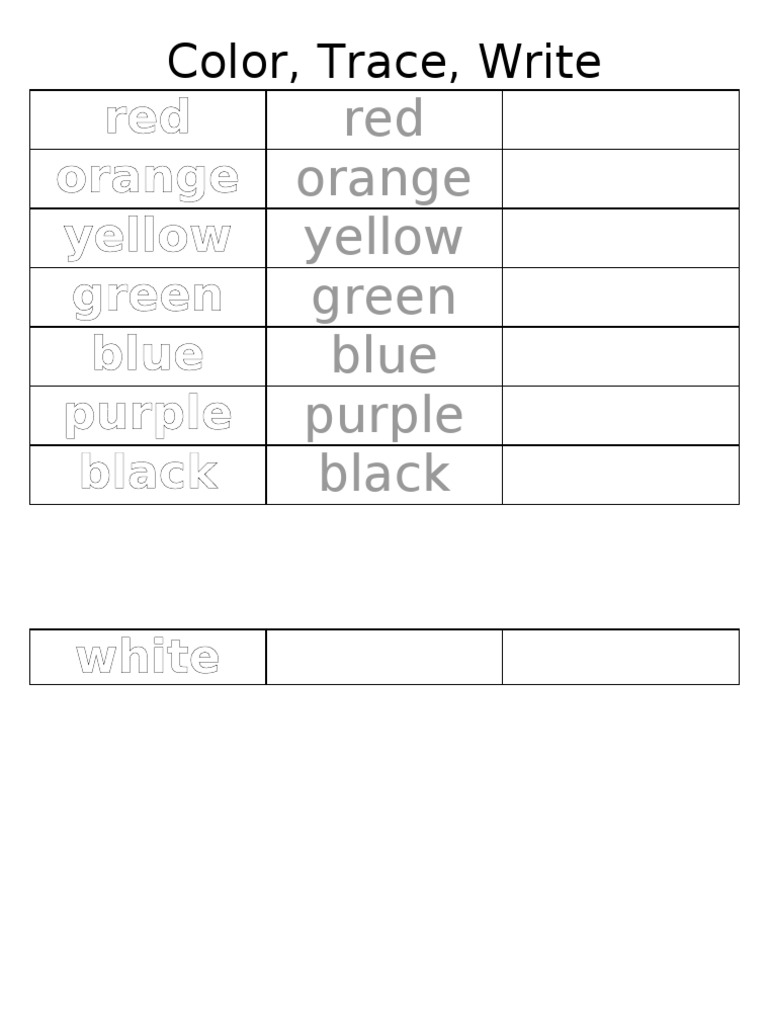 Color Identification and Writing Guide | PDF