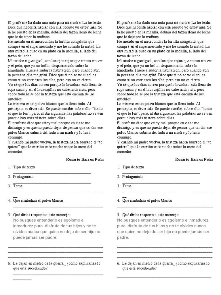 El Profe Me Ha Dado Una Nota para Mi Madre 1 | PDF | Estudios de ...
