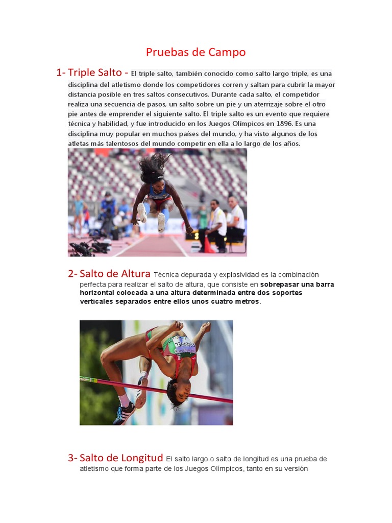 Pruebas de Campo en Atletismo | PDF | Deporte del atletismo | Juegos de ...