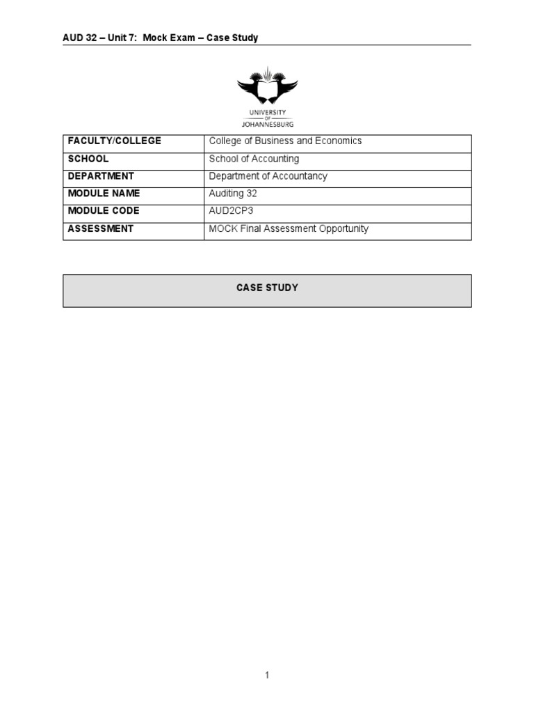 AUD 32 Mock Exam: Student Bank Case Study | PDF | Finance & Money ...