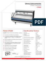 Ficha Tecnica Torrey VTA200 Vitrina Carnicera Autocontenida 2m Frente