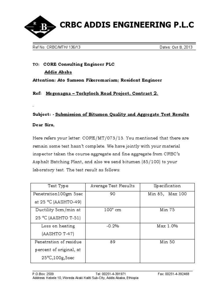 Asphalt and Bitumen Test Results | PDF | Building Materials | Materials