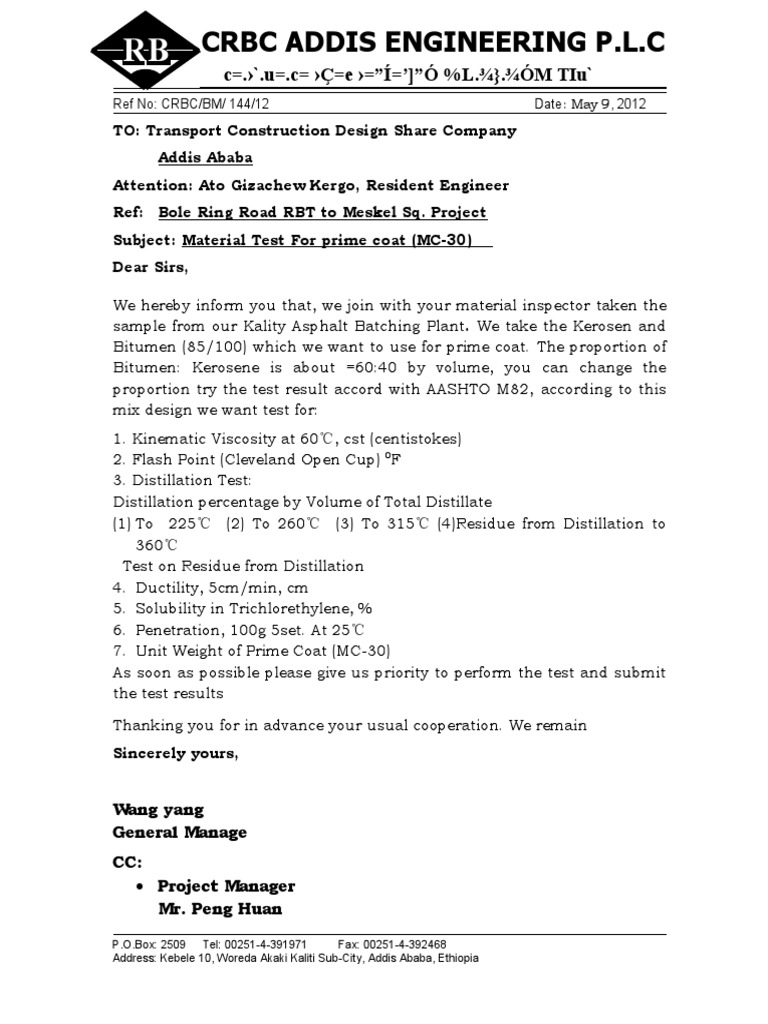 Material Test For Prime Coat (MC30) PDF