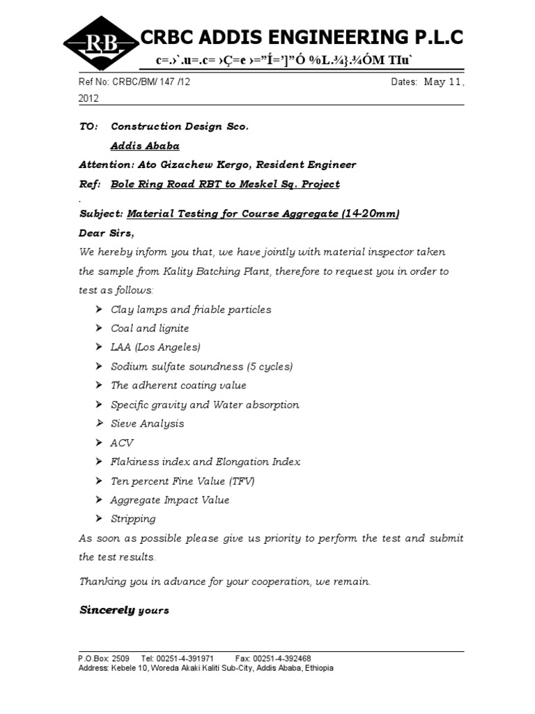 Material Testing For Course Aggregate (1420mm) PDF