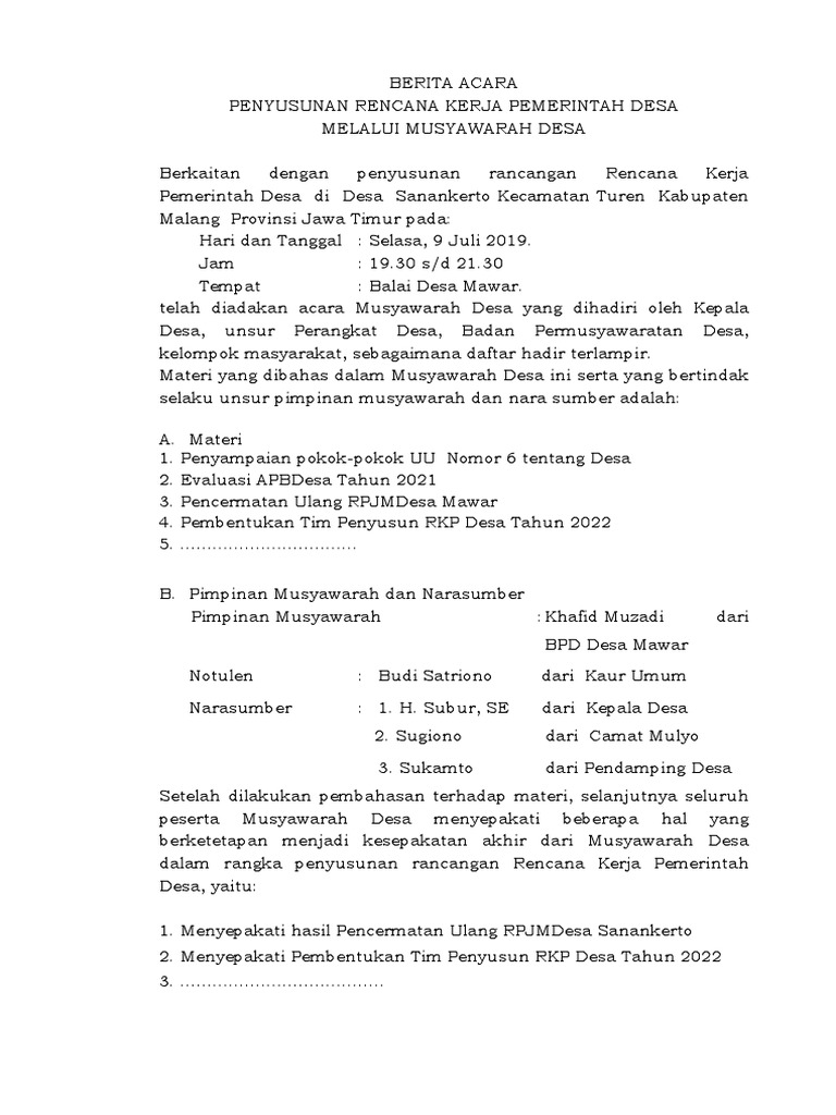 Penyusunan Rkp Desa Melalui Musdes Pdf