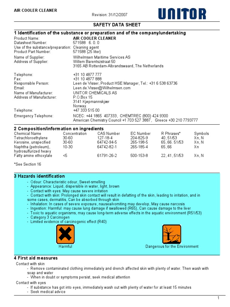 Air Cooler Cleaner PDF Dangerous Goods Waste