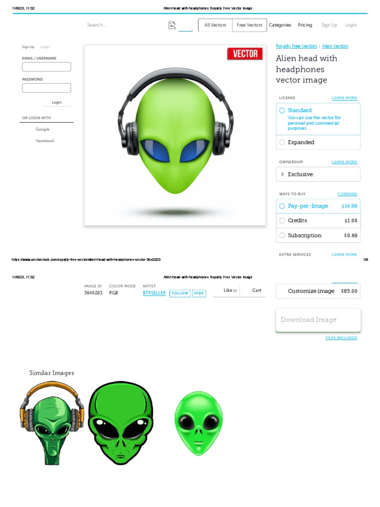 Alien Head With Headphones Royalty Free Vector Image | PDF | Computing