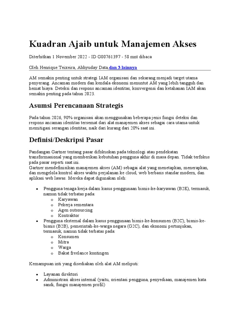 Magic Quadrant For Access Management - En.id | PDF