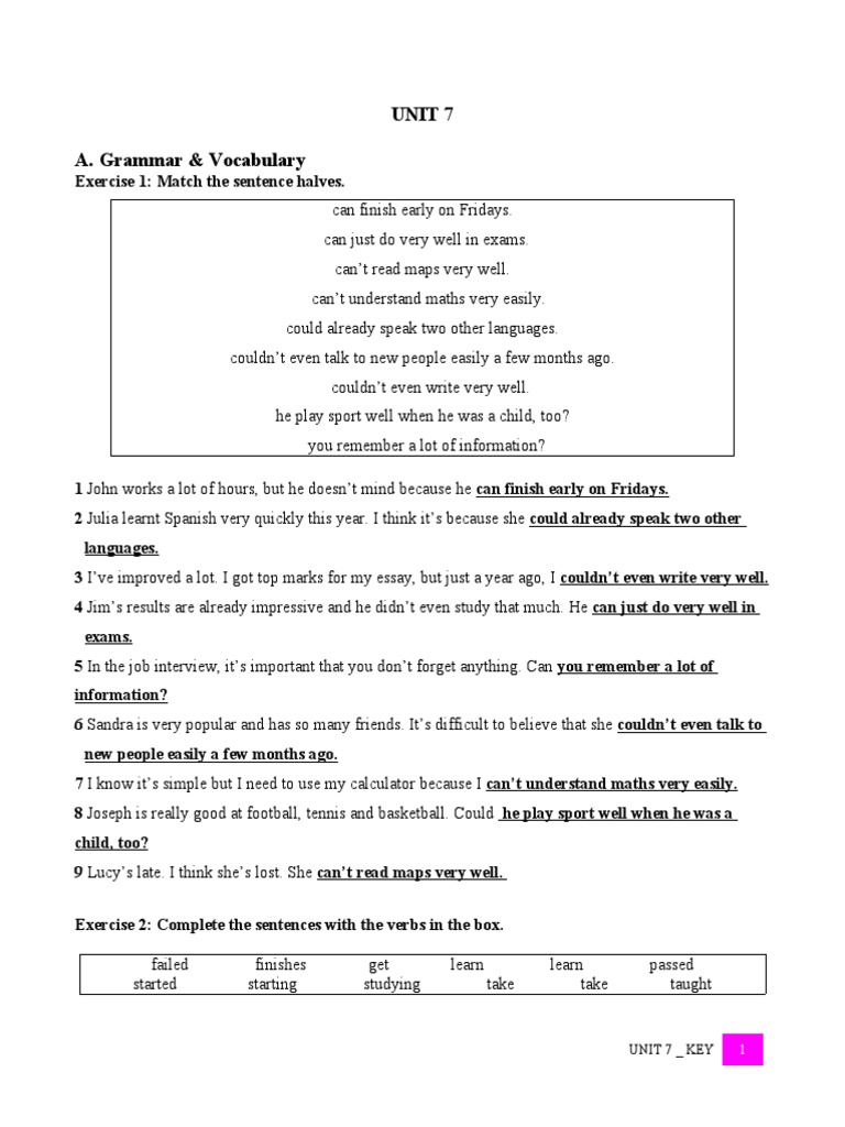 Unit 7 - Key | PDF