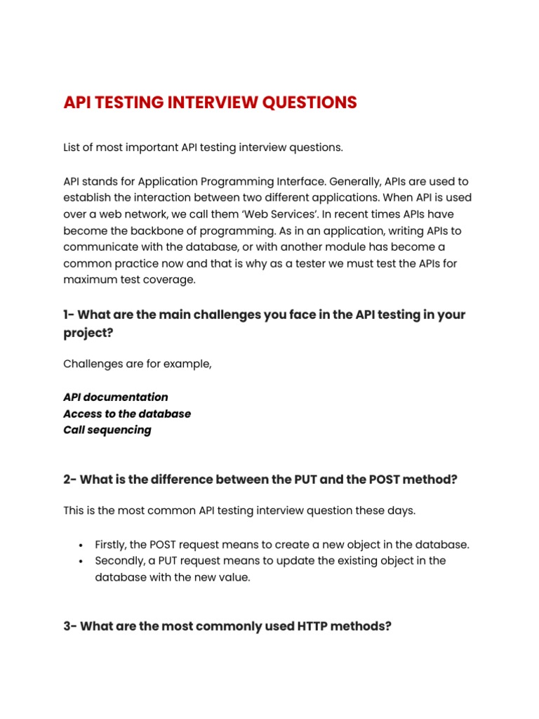 API Testing Interview Questions 2022 Updated PDF
