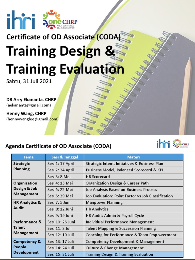 CODA Sesi 15 Training Design & Training Evaluation Vsent PDF