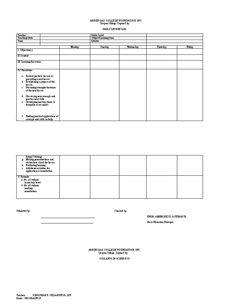 Syllabus Jhs Science 10 | PDF