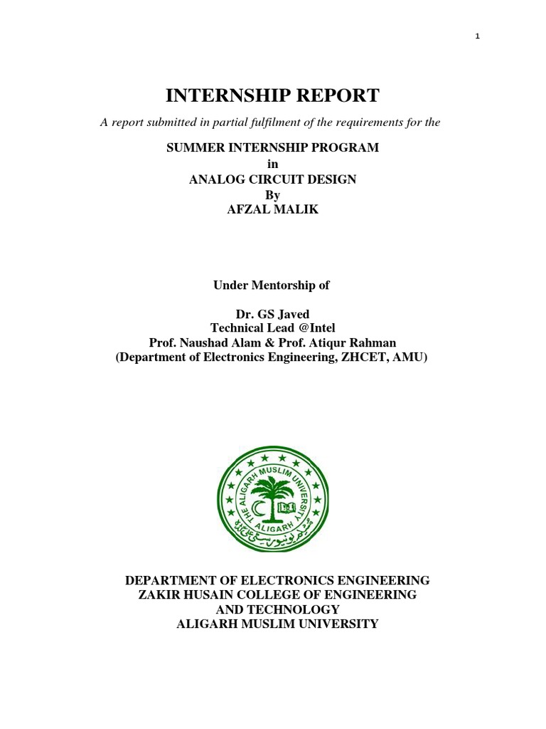 Analog Circuit Design Internship Report | PDF | Technology & Engineering
