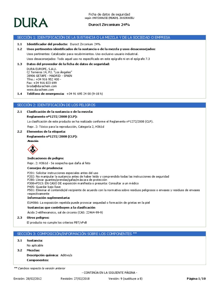 2. Zirconium 24 MSDS Español PDF