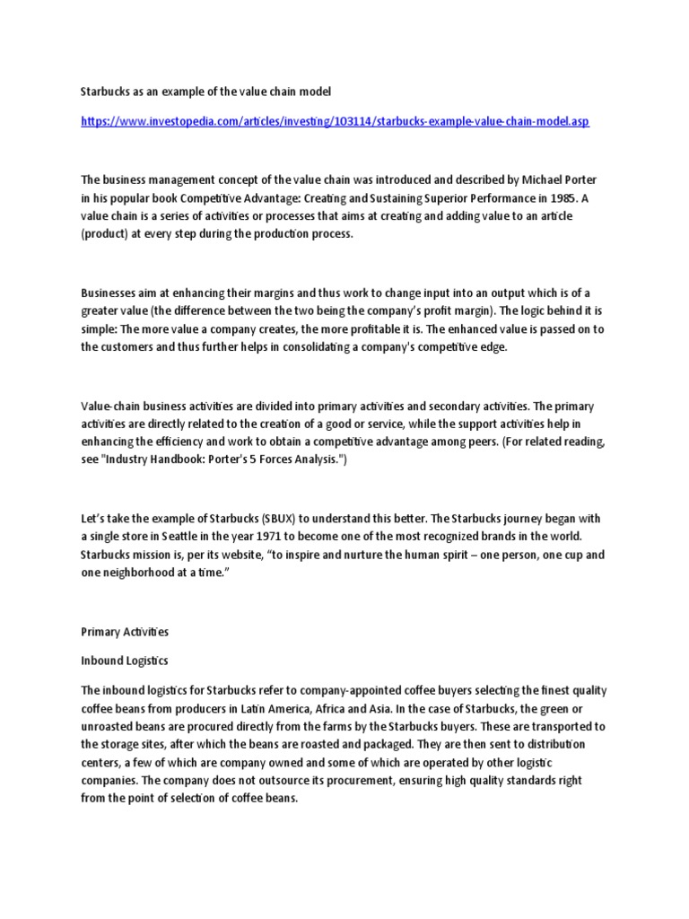 Starbucks - Value Chain | PDF