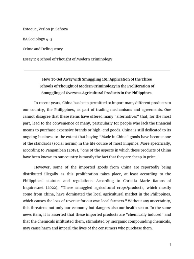 Crime and Deliquency - 3 School of Thought of Modern Criminology | PDF