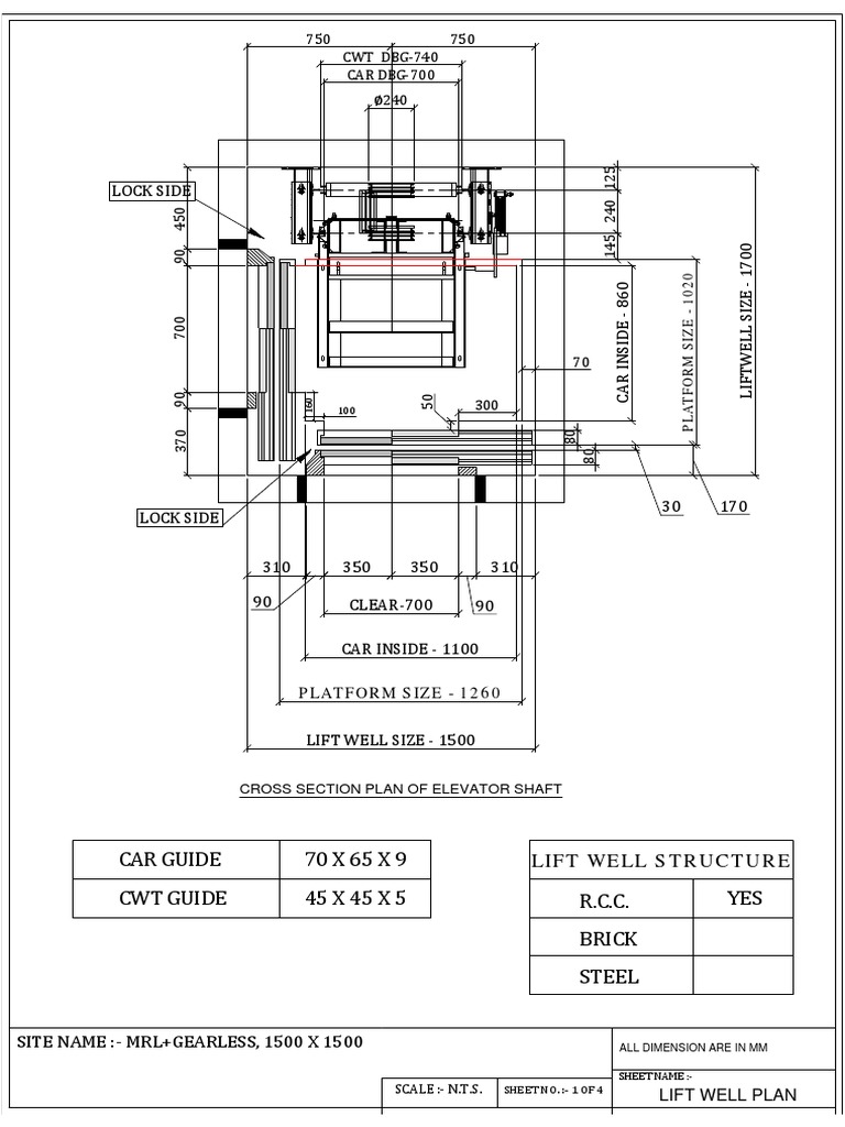 Mrl Gearless 1500 X 1500 1 Pdf Elevator Vehicles