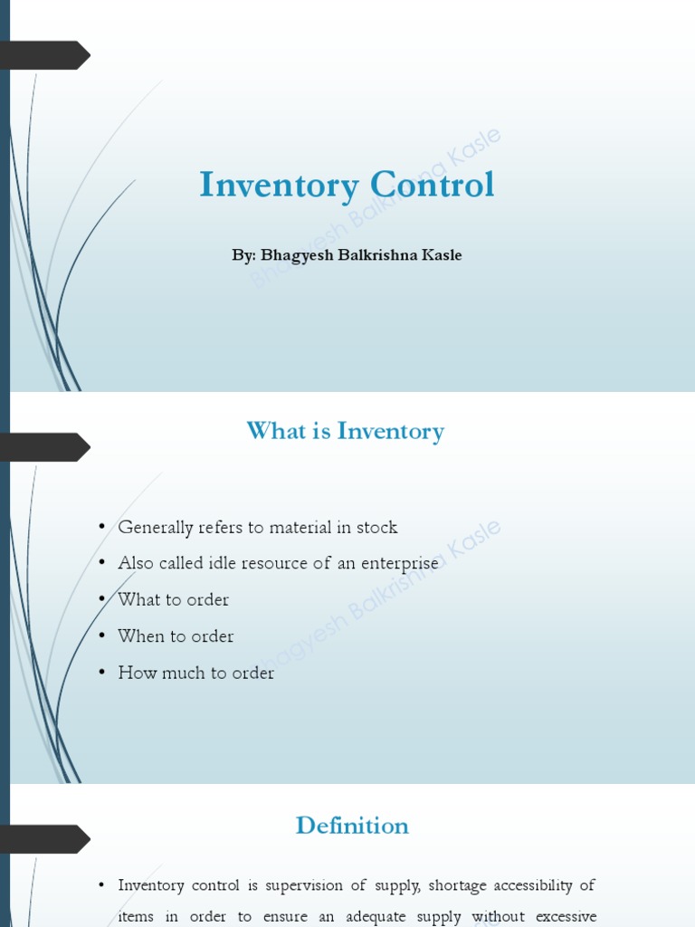 Inventory Control | PDF