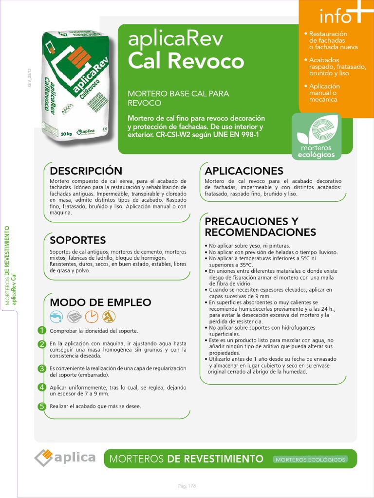Mortero Cal de Revoco en Capa Fina Aplica Rev Cal Revoco KG Blanco ...