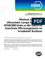 ASHRAE STD 185-2 2014 Method of Testing Ultraviolet Lamps For Use in HVAC&R Units or Air Ducts To Inactivate Microorganisms On Irradiated Sufaces