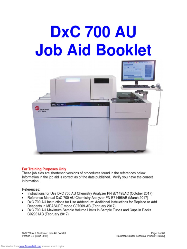 DxC 700 AU Job Aid Booklet | PDF | Technology & Engineering