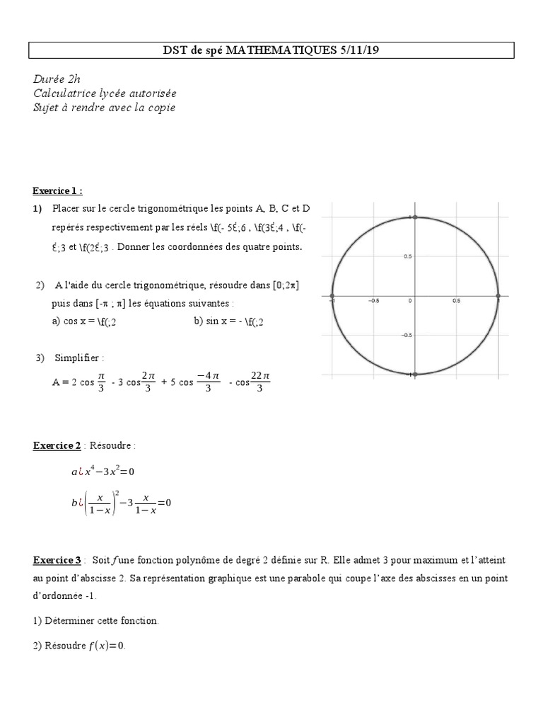 2019 10 DST Sujet | PDF | Pi | Triangle