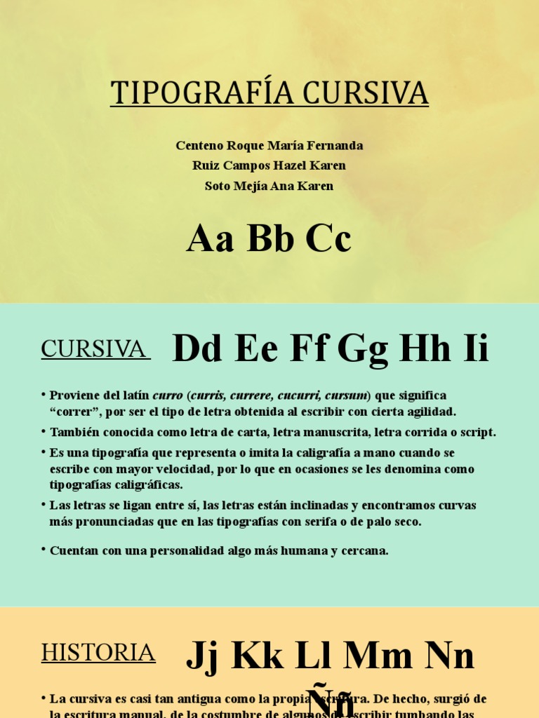 TIPOGRAFÍA CURSIVA Presentación | PDF