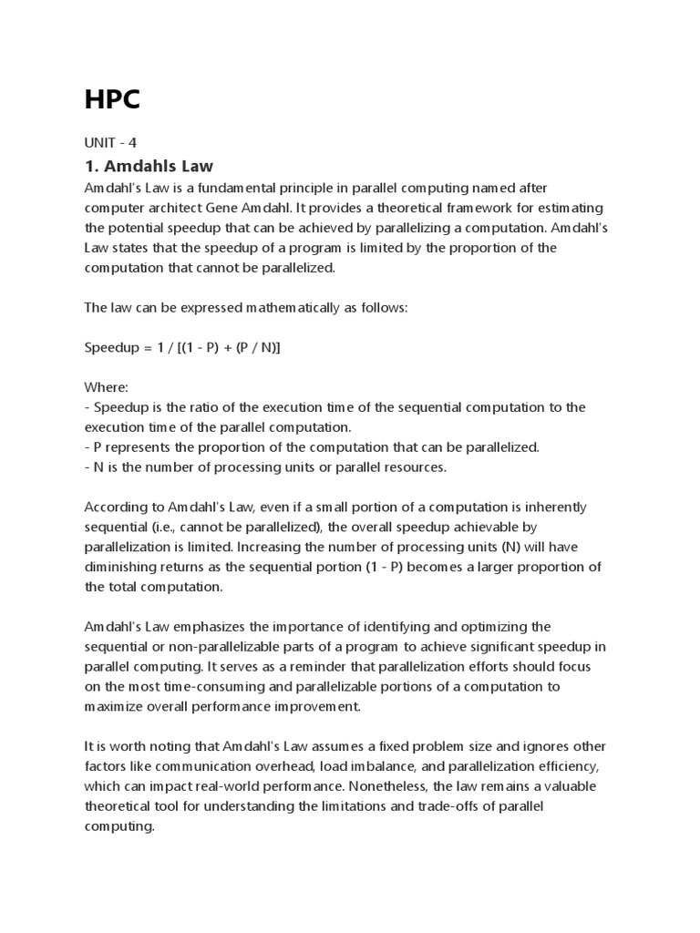 Amdahl's and Gustafson's Laws in HPC | PDF | Parallel Computing ...