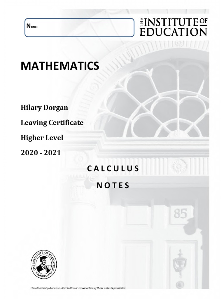Grade 12 Calculus Notes PDF | PDF