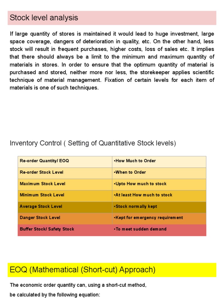 Stock Level Analysis | PDF