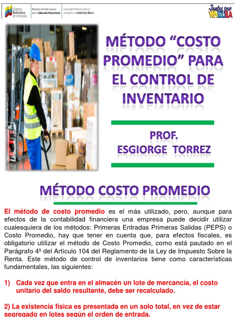 Método Costo Promedio en Inventarios PDF Inventario Economias