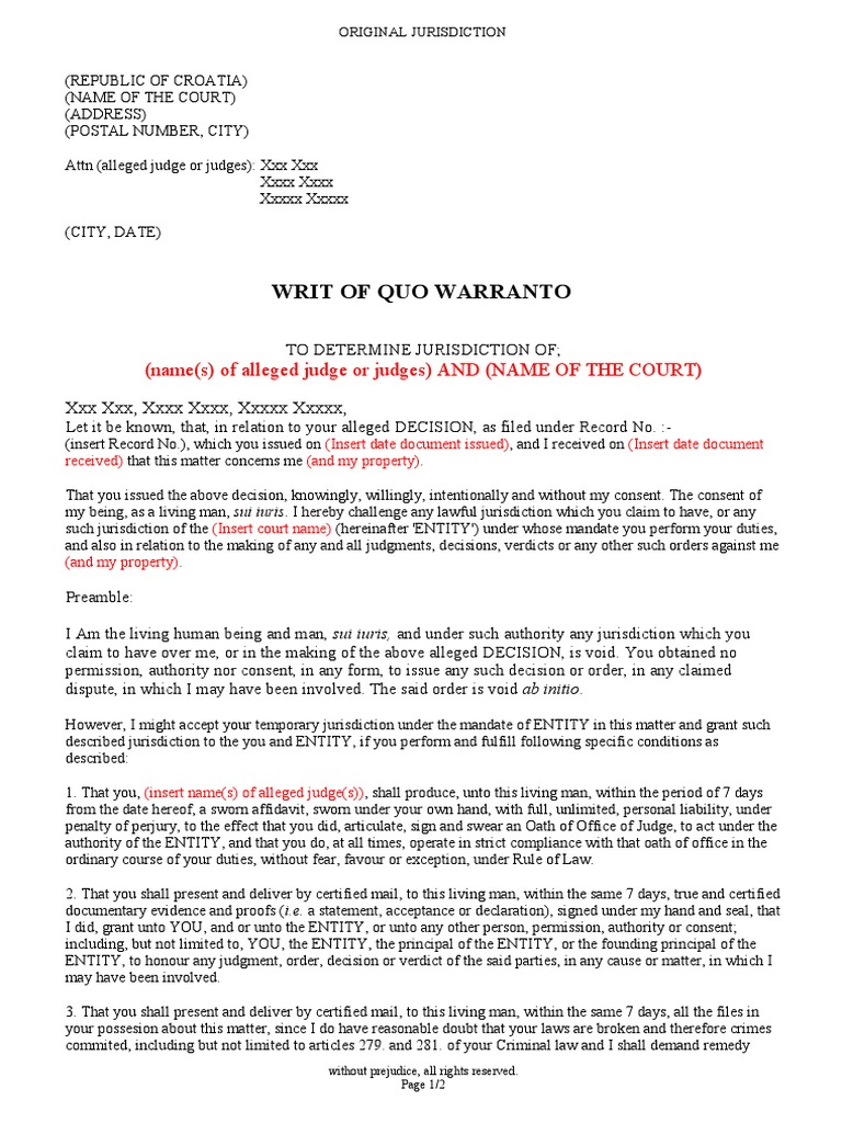 Court jurisdiction challenge template perfected pdf