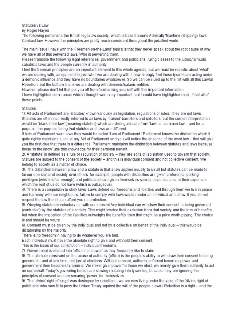 Statues VS LAW PDF