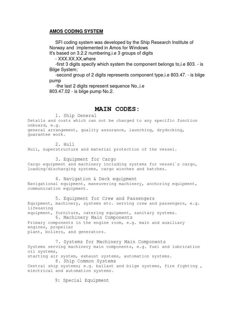 Amos Code System PDF Marine Propulsion Engines