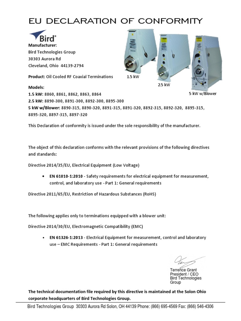Bird Dummy Load - Oil - Loads - EU - DOC | PDF