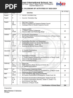 CALENDAR OF ACTIVITIES Sy 23 24