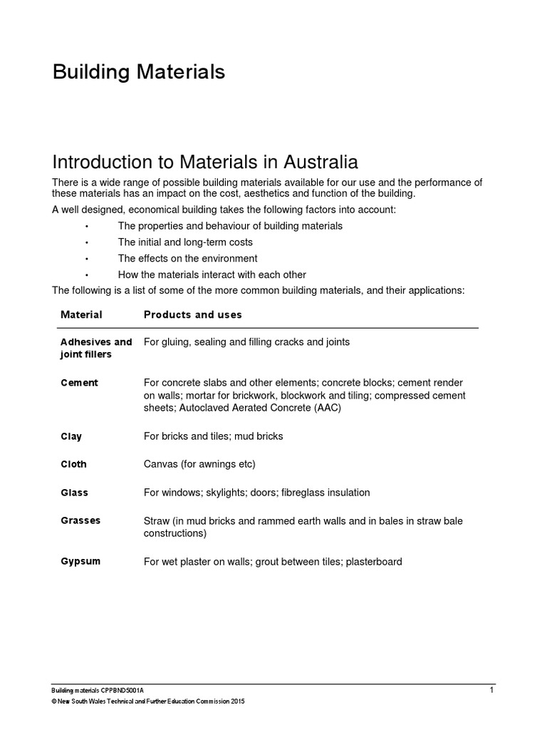 Introduction To Building Materials | PDF