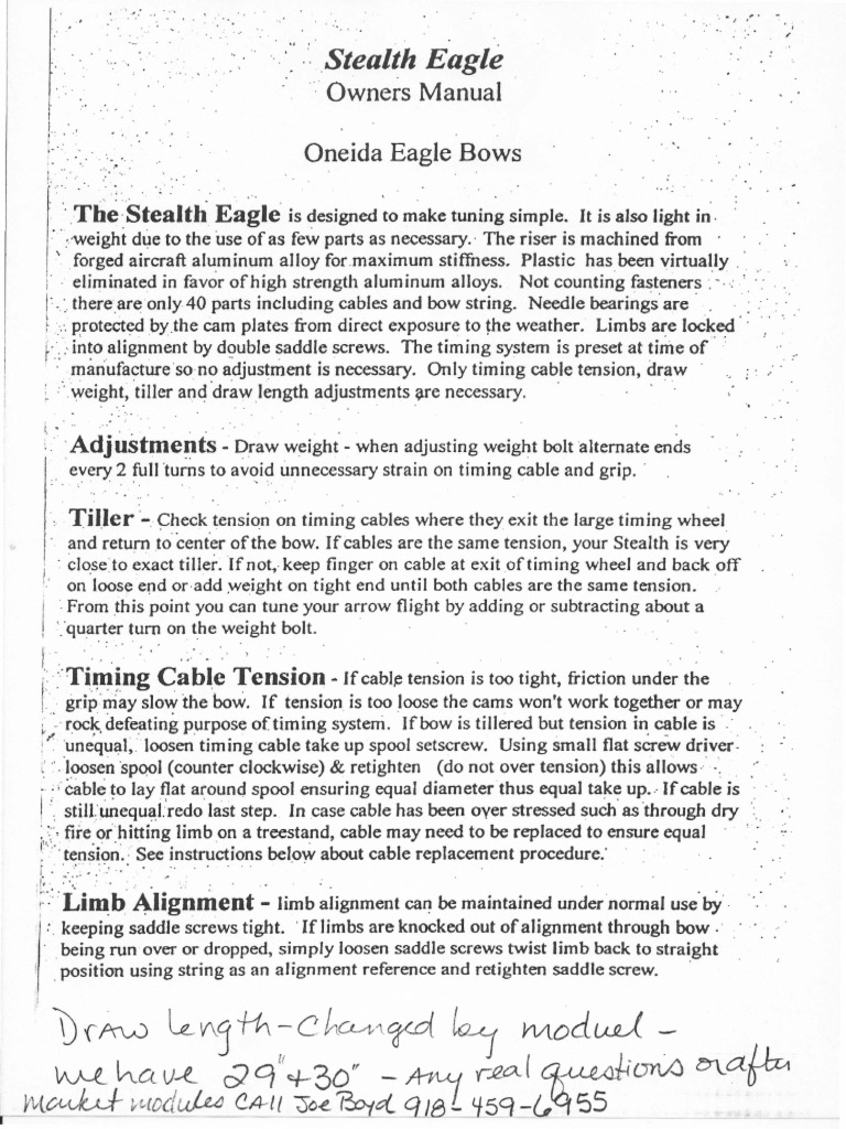 Oneida Stealth Eagle Manual PDF