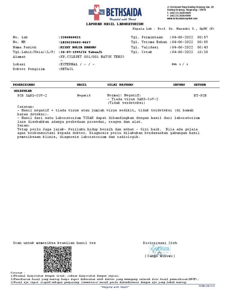 Hasil PCR Aulia | PDF