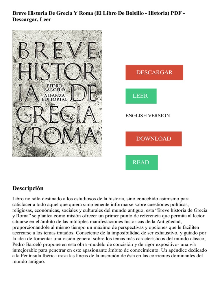 Breve Historia de Grecia Y Roma (El Libro de Bolsillo - Historia) PDF ...