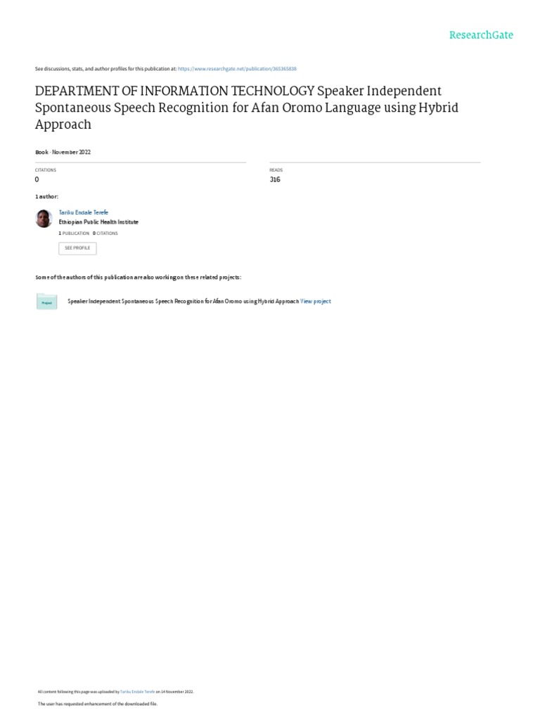 Speech Recognition for Afan Oromo | PDF