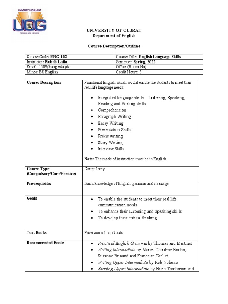 English Language Skills Pdf Notes