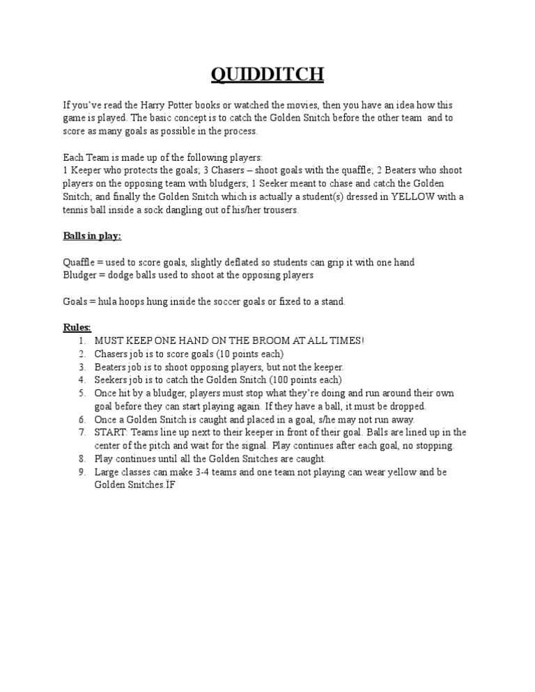 Quidditch Game Rules Explained | PDF