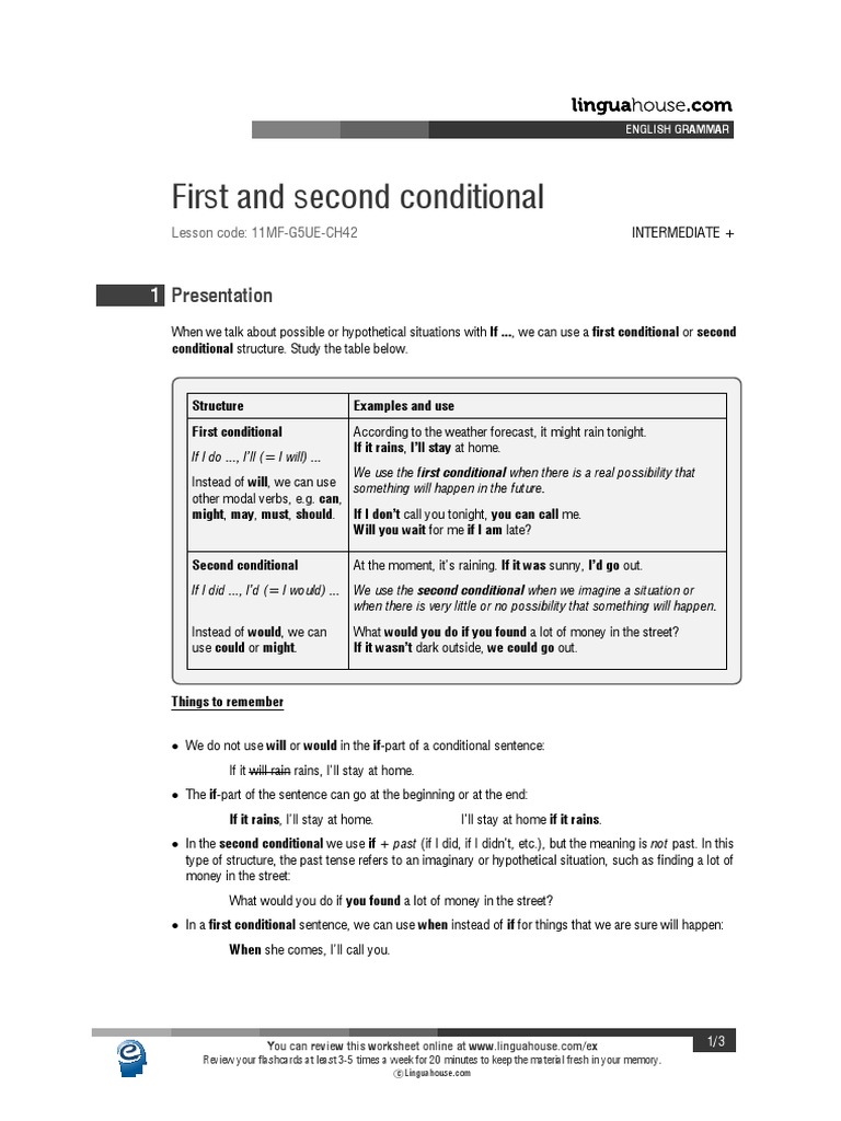 First-And-Second-Conditional Teach | PDF