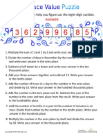 Place Value Puzzle ANSWERS